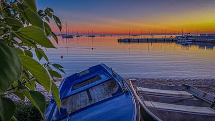 boats at sunset