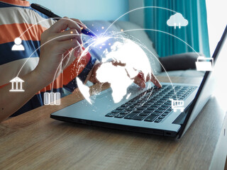 global internet connection concepts metaverse internet connection of business and digital marketing online huge database Applications from all over the world