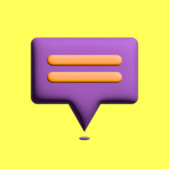 3d speech bubble icon, modern minimalistic flat design.