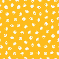 Yellow seamless pattern with white stopwatch.