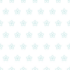 Blue outline flowers seamlesss pattern with white background.