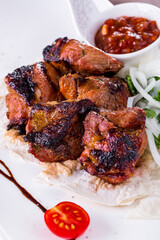Pork kebab with Georgian sauce