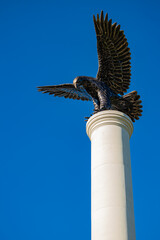  Moscow, Russia - July 01, 2022: stone eagle figurine