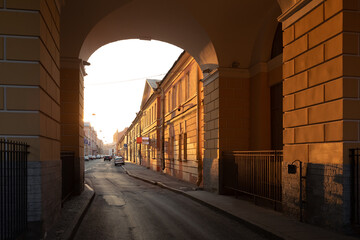 Street view through the arch.