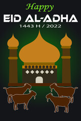illustration of a set of eid al adha moslem celebration logo design for background illustration vector