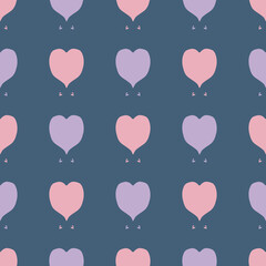 Trendy hearts retro seamless pattern in 1960 style. Simple aesthetic print for tee, textile, fabric and stationery. Hand drawn vector illustration for decor and design.