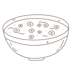 Bowl with milk and flakes for breakfast