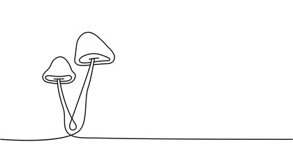 Mushroom one line continuous drawing. Mushroom continuous one line illustration. Vector minimalist linear illustration © Lifeking