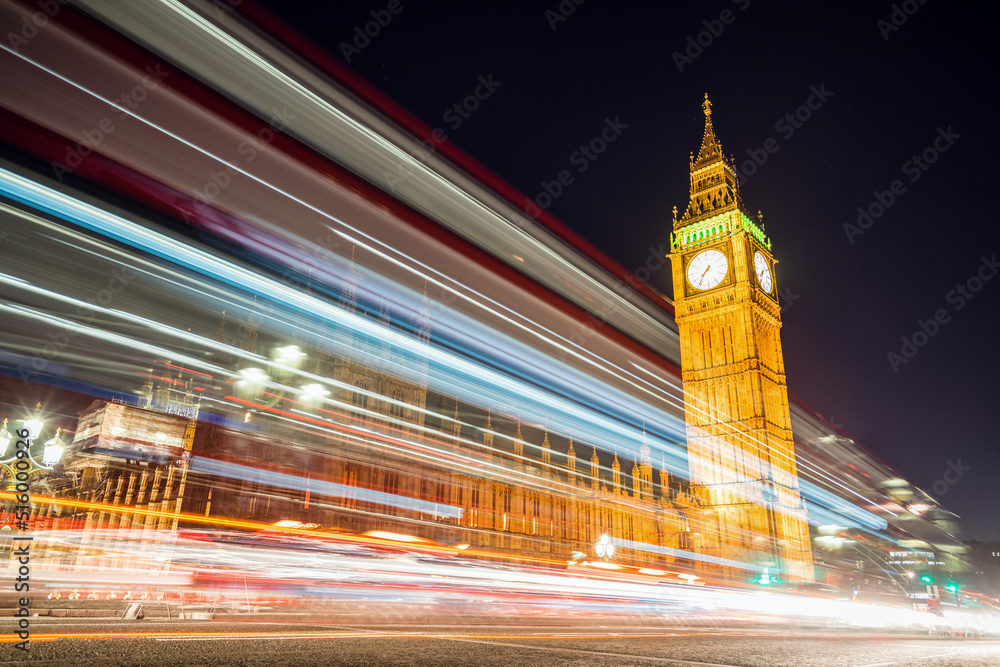 Wall mural LONDON, UK - 18 FEBRUARY, 2017: Houses of Parliament at Westminster Palace seen from Westminster Bridge.