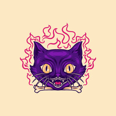 Scary Devil Cat Illustration