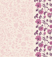 wedding card design, traditional paisley floral pattern , royal India	