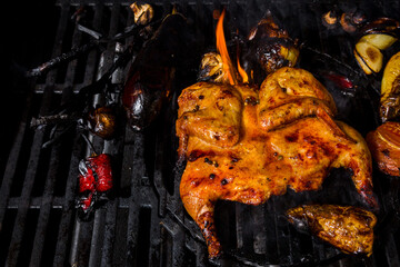 Chicken tabaka in grilled paprika marinade