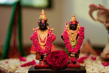 God and Goddess Vitthal Rakhumai Statue in hinduism
