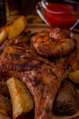 Chicken in garlic sauce with potatoes