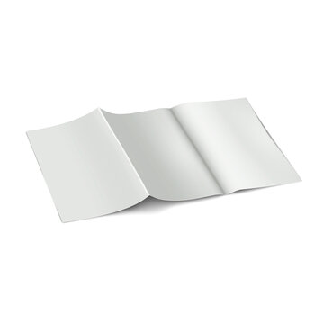 6-page Z-fold blank white brochure vector mockup. Folding paper leaflet mock-up. Template for design