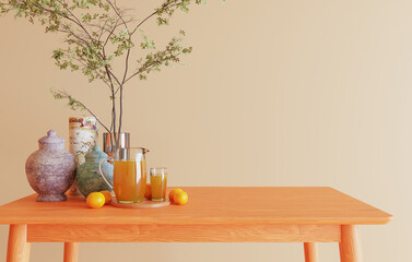 Mockup wall with armchair in living room with a white wall..modern living room with sofa. scandinavian interior design furniture..sofa chair and plants with white wall. copy space. 3D rendering.