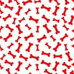 Materiał do szycia Red dog treat seamless pattern. Bone seamless pattern with white background.