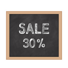 black chalkboard with the inscription sale, thirty percent discount