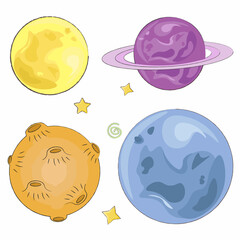 set of images of various planets