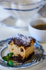 Curd casserole with raisins and chocolate