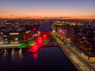 Grand Canal Square by Martha Schwartz at night