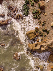 Top down view of a rocky beach in Ireland
