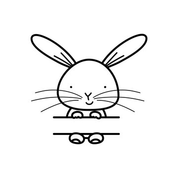 outline logo of bunny against white background