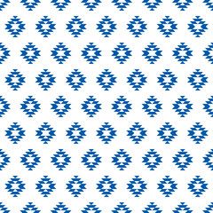 Blue and white kilim seamless pattern. Aztec design pattern.