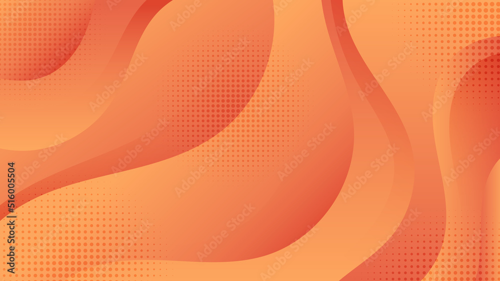 Poster abstract orange wave shape overlapping layer with halftone effect background paper art style