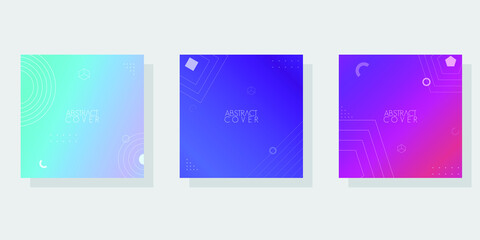 set of three gradient post banners