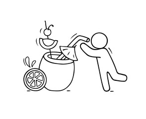 Cartoon icon - man drinking cocktail.