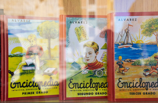 Zamora, Spain, July 8, 2022: Showcase of a bookstore in Zamora with old books.