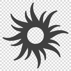 Sun in silhouette Tribal flaming abstract pattern  Vector illustration Isolated on transparent background