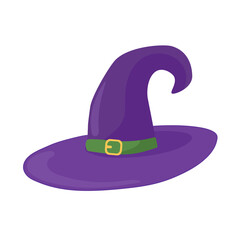 Vector illistration witch violet hat on white isolated background