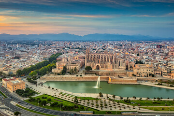 The Cathedral La Seu at Sunset in Palma de Mallorca © radekcho