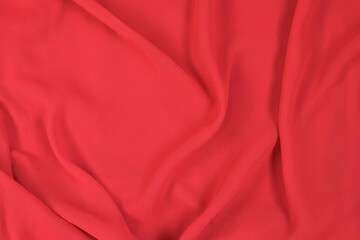 Fototapeta na wymiar Abstract Red Chiffon Fabric Background