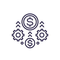 payments processing, financial operations line icon