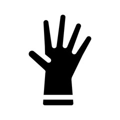 Single black glove filled glyph icon. Disposable PPE.