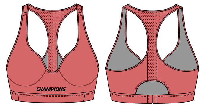 Women Sports bra support top active sports Jersey design flat sketch fashion Illustration suitable for girls and Ladies, Vest for Swim, yoga, gym, running and sports activity