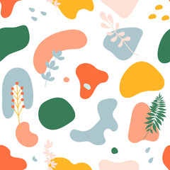 Trendy seamless pattern with abstract shapes. Vector