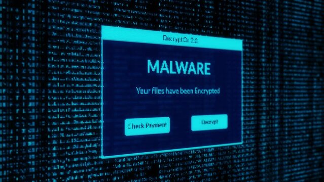 malware warning and check payment for decrypt system files concept with binary code background