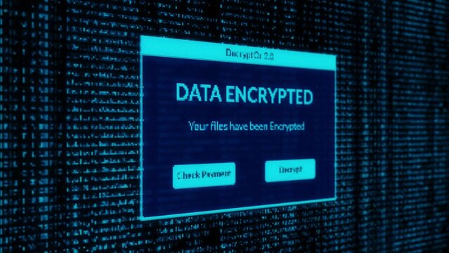 data encrypted warning and check payment for decrypt system files concept with binary code background