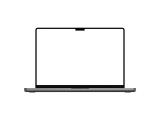 frameless expensive laptop mackup with white screen and white background, template, monitor, Space Gray
