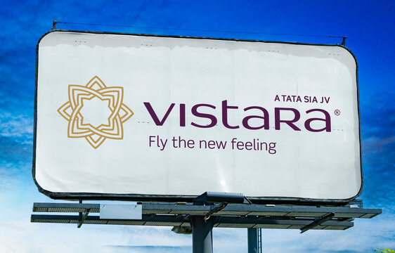 Advertisement Billboard Displaying Logo Of Vistara