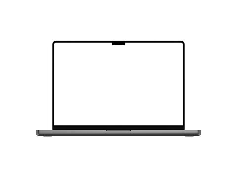 frameless expensive laptop mackup with white screen and white background, template, monitor, Space Gray