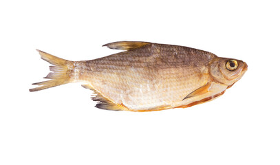 gutted dried fish isolated on a white background