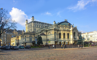 Fototapeta na wymiar National Opera and Ballet Theater of Ukraine named after T.G. Shevchenko in Kyiv, Ukraine 
