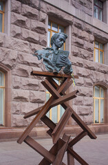 Monument to the poet Taras Shevchenko near the mayor's office in Kyiv, UKraine