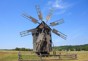 Wooden mills in the museum of national architecture in Pirogovo, Ukraine	
