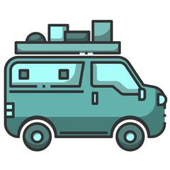 Fototapeta premium Simple van car filled line icon